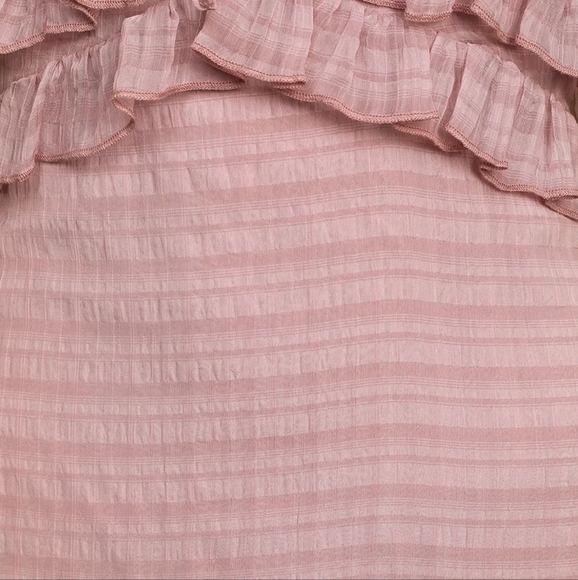 Lulus Dress Sweetest Delight Plaid Ruffle Short Sleeve Maxi Dress Pink Large - Picture 4 of 8